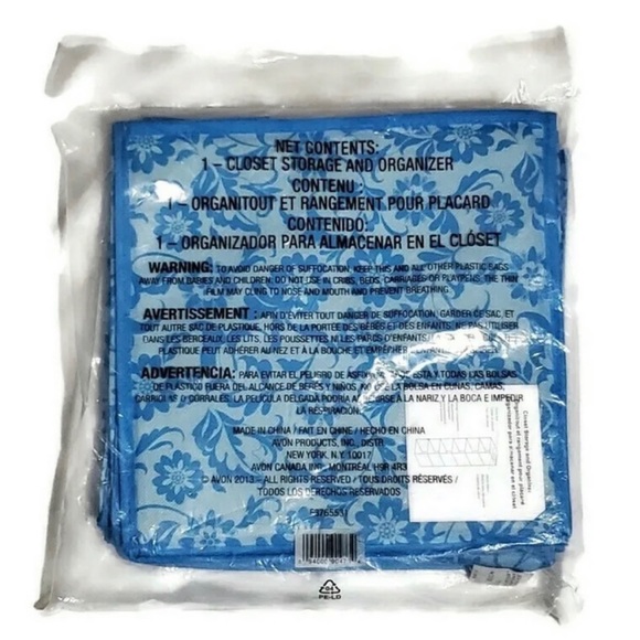 Avon Hanging Closet Storage and Organizer Floral Blue with 6 Compartments - Picture 2 of 4